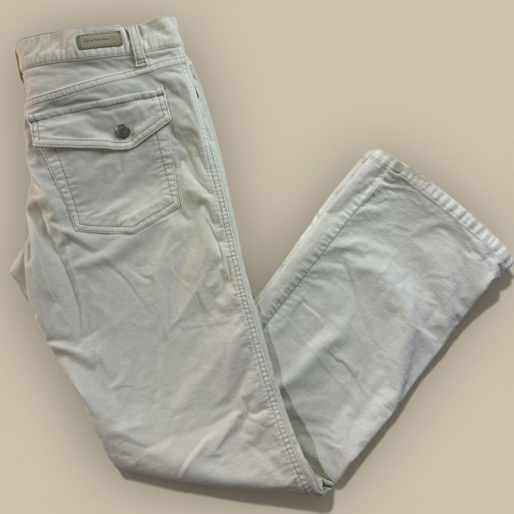 Vtg Y2K Calvin Klein Jeans Corduroy Pants Women’s Size 12 White Bootcut 34x32